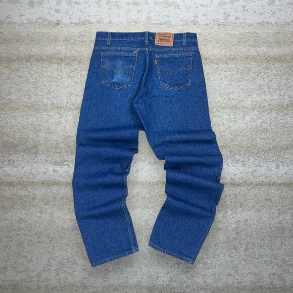 Vintage Orange Tab Levis 505 Jeans Regular Straight Leg Fit Dark Wash Denim 90s - Picture 1 of 5